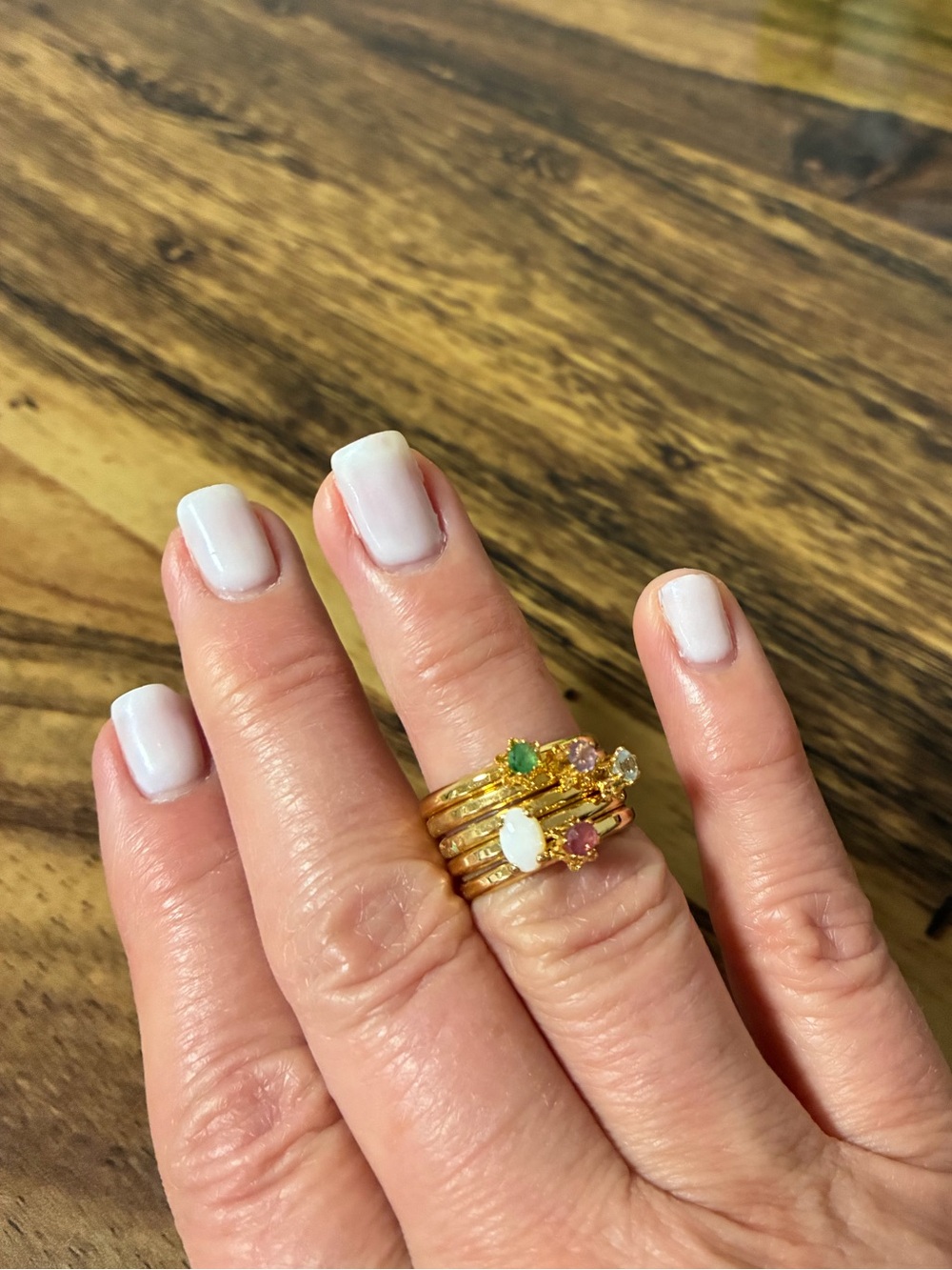 Gold Stackable Gemstone Rings - Multicolor Stones - Picture 4 of 5